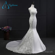 Lace Appliques Satin Strapless Wedding Dress Mermaid